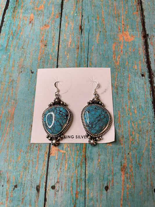 Handcrafted Turquoise And Sterling Silver Dangle Earrings