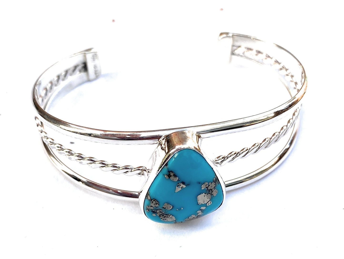 Handcrafted  Kingman Turquoise & Sterling Silver Cuff Bracelet