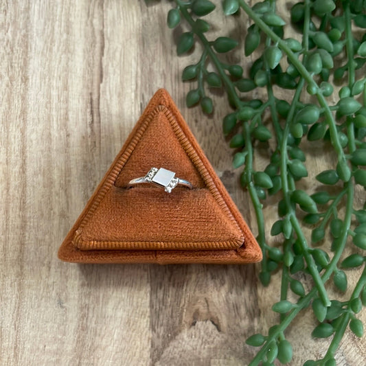 The Mini Handcrafted Mother of Pearl & Sterling Silver Single Stone Ring