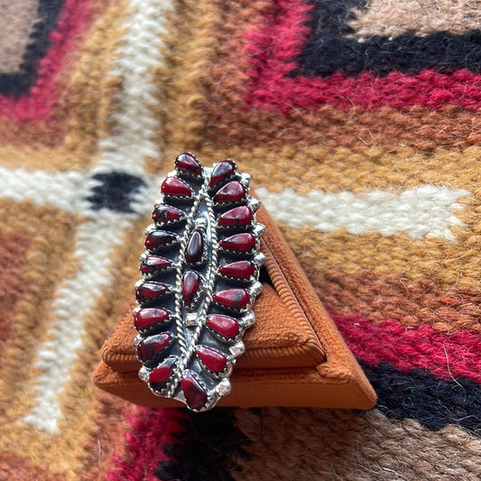 Handcrafted Sterling Silver & Red Mojave Cluster Ring