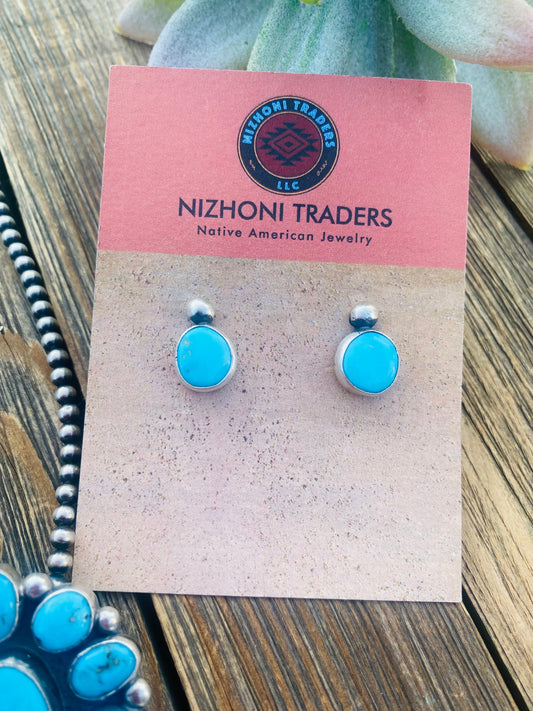 Handcrafted Sleeping Beauty Turquoise & Sterling Silver Cluster Earrings & Pendant Set