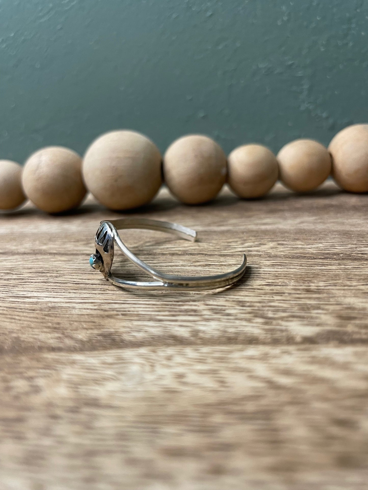 Handcrafted Sterling Silver And Turquoise Baby Bear Paw Cuff Bracelet