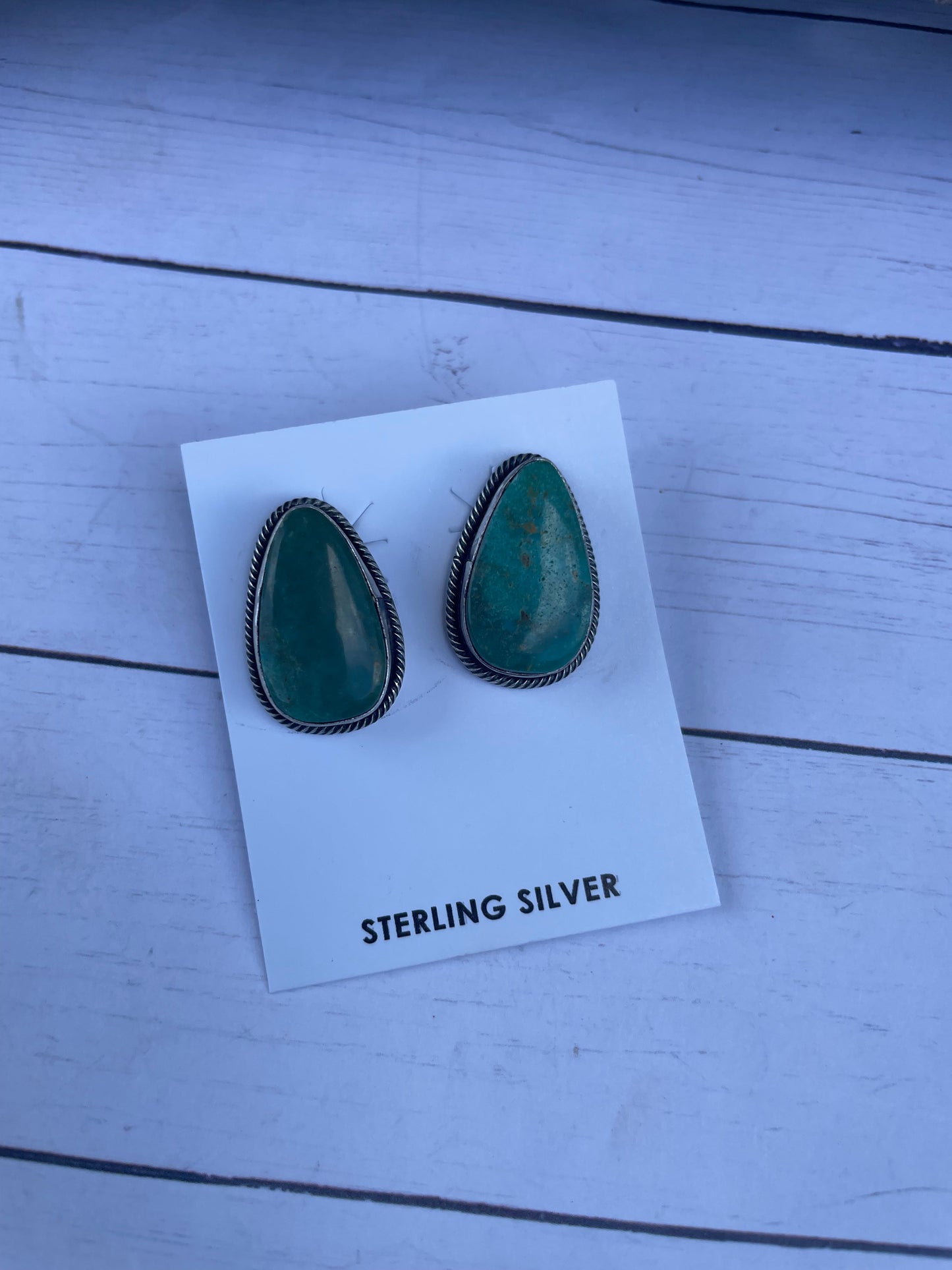 Navajo Turquoise And Sterling Silver Post Earrings