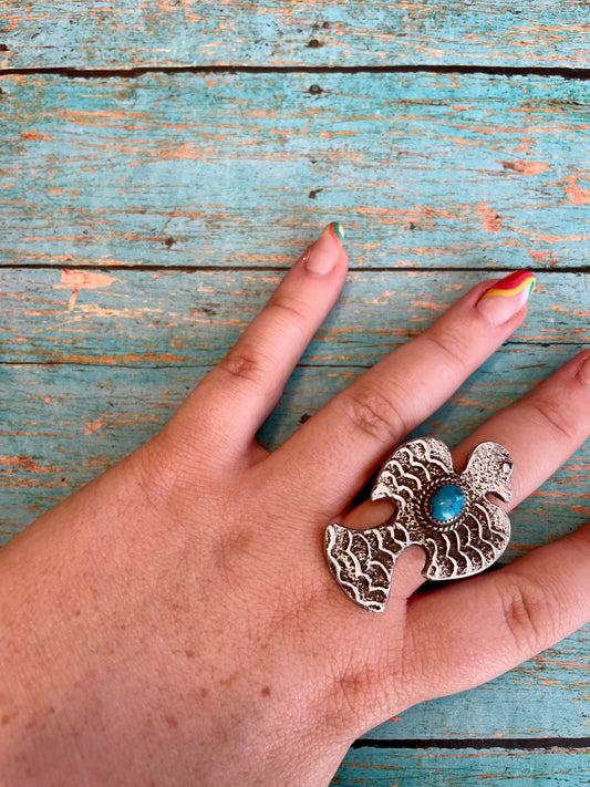 Handcrafted Turquoise & Sterling Silver Adjustable Ring