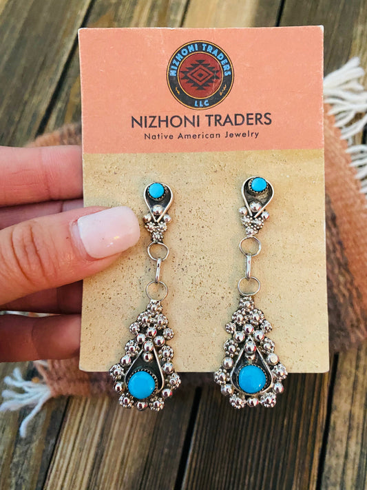 Handcrafted Sterling Silver & Turquoise Dangle Earrings