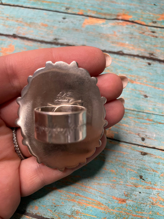 Handcrafted Spiny Sterling Silver Adjustable Ring Signed