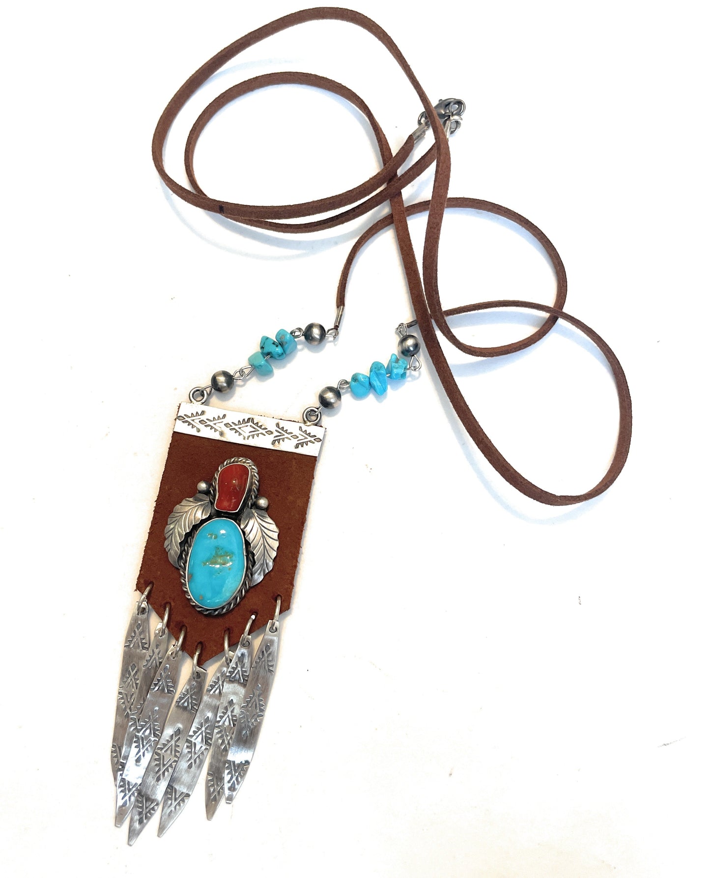 Handcrafted Turquoise and Coral Statement Necklace