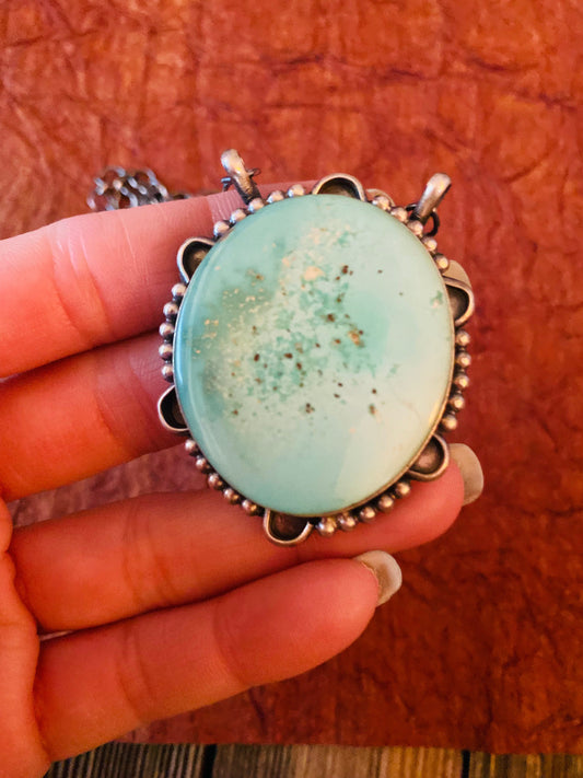 Handcrafted Sterling Silver & Kingman Turquoise Necklace