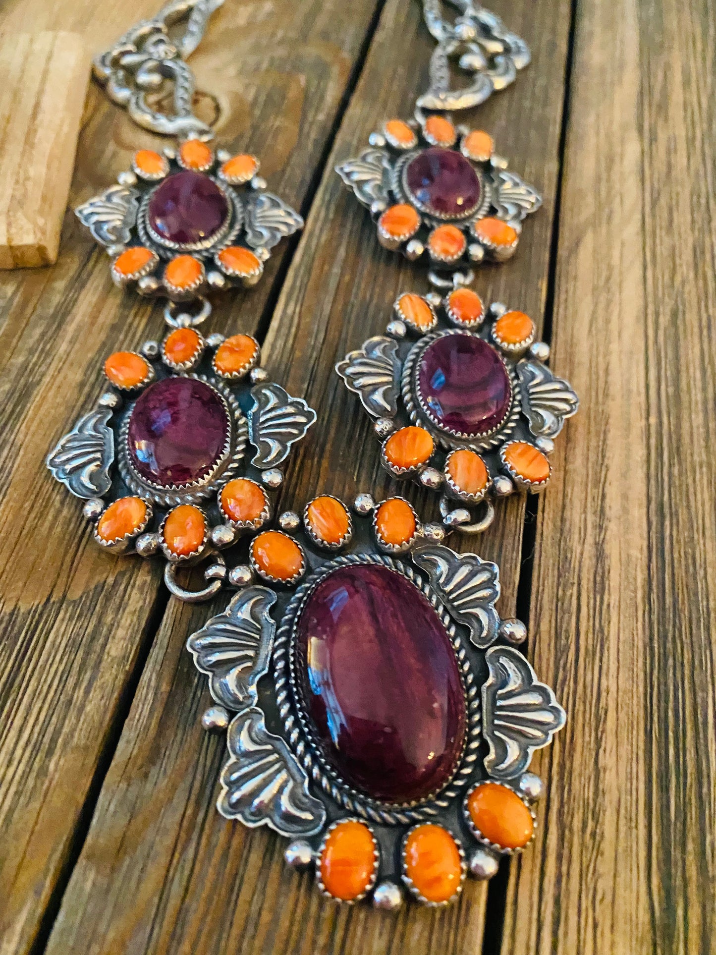 Handcrafted Multicolor Spiny And Sterling Silver 4 Piece Set by Kevin Billah