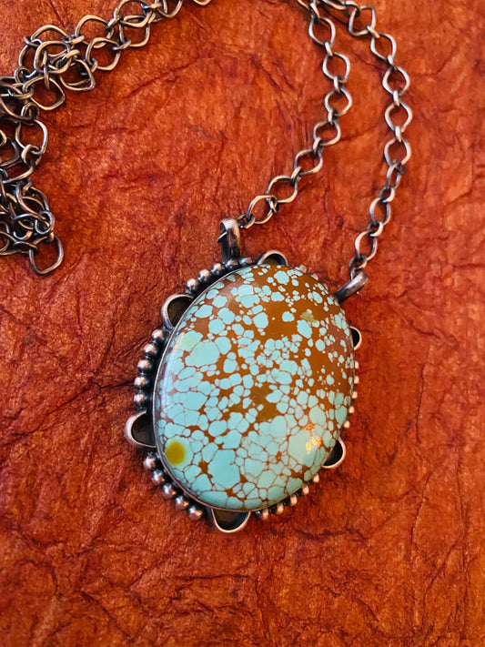 Handcrafted Sterling Silver & Number 8 Turquoise Necklace
