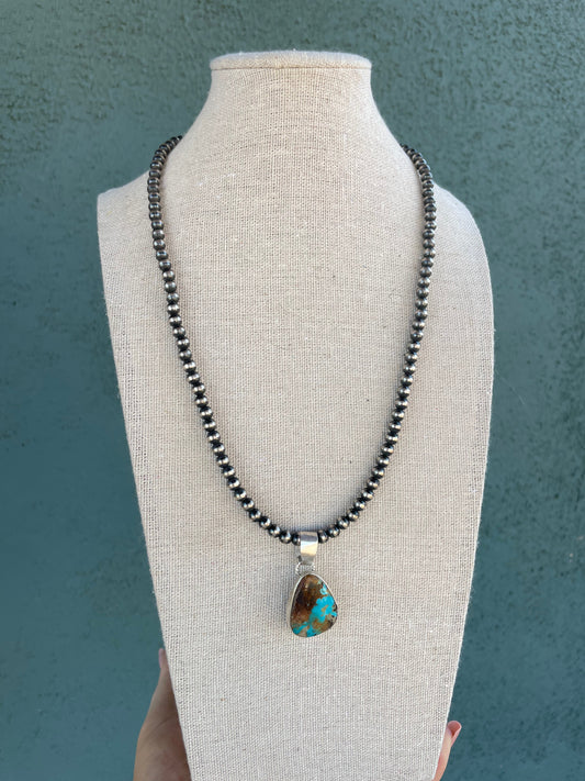 Handcrafted Turquoise And Sterling Silver Pendant Signed