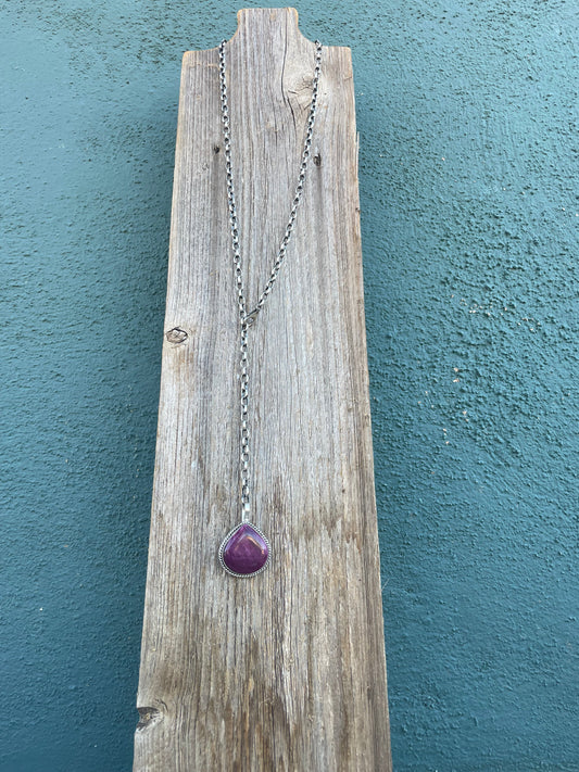 Handcrafted Handmade Purple Spiny And Sterling Silver Necklace By Emer Thompson