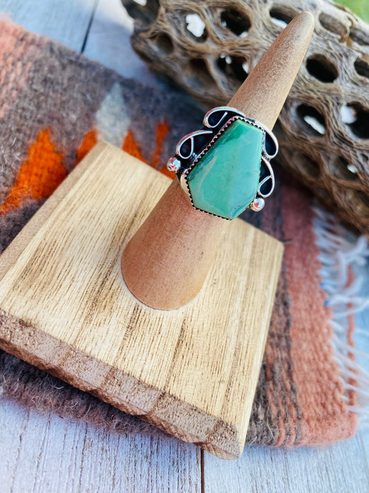 Handcrafted Turquoise & Sterling Silver Ring Size 5