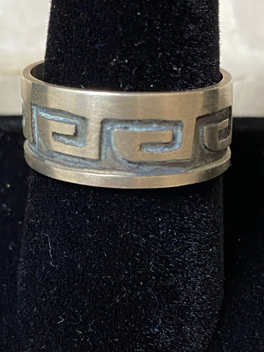 Handcrafted Sterling Silver Tribal Ring Size 10.25