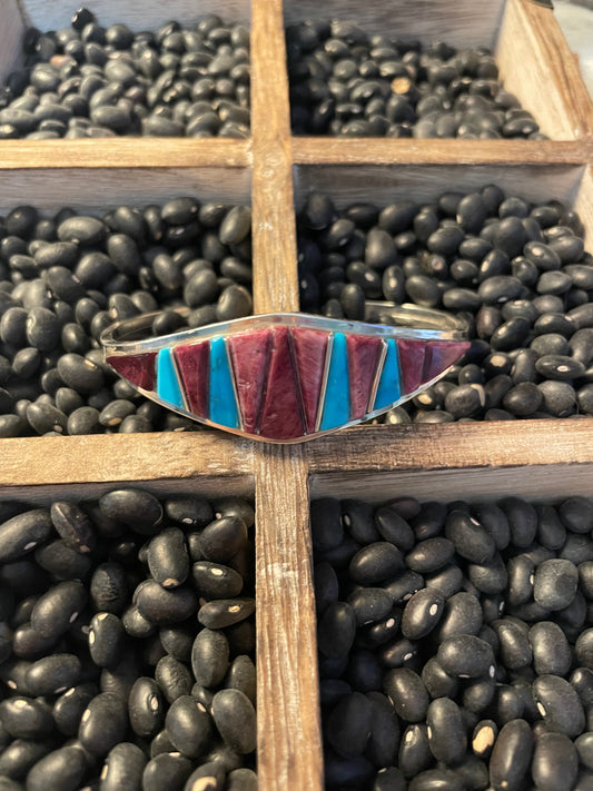 Handcrafted Sterling Silver, Spiny, & Turquoise Cuff Bracelet