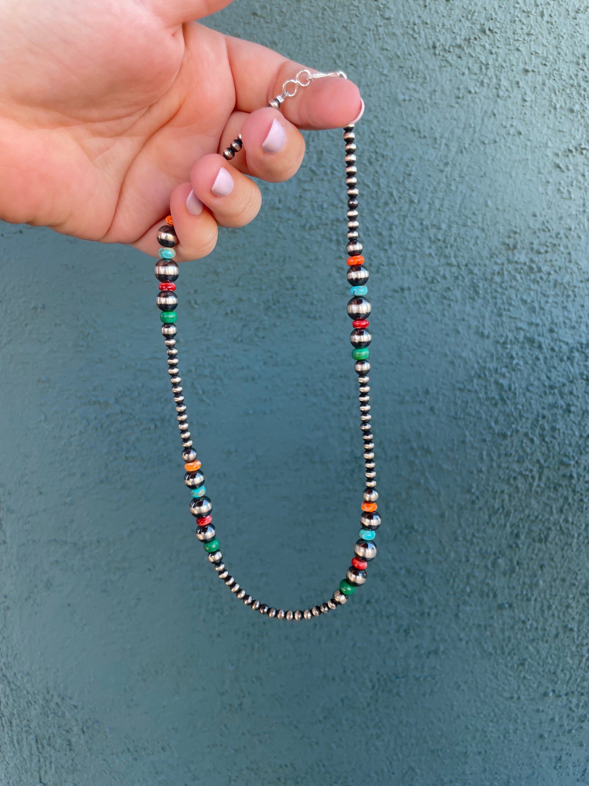 Green Beaded Red Carving Stone Necklace – Jaipri