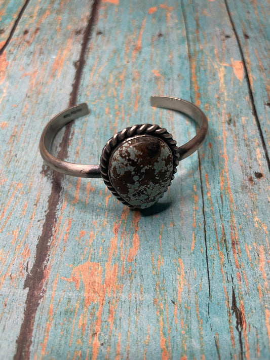 Handcrafted Turquoise & Sterling Silver Cuff Bracelet Signed