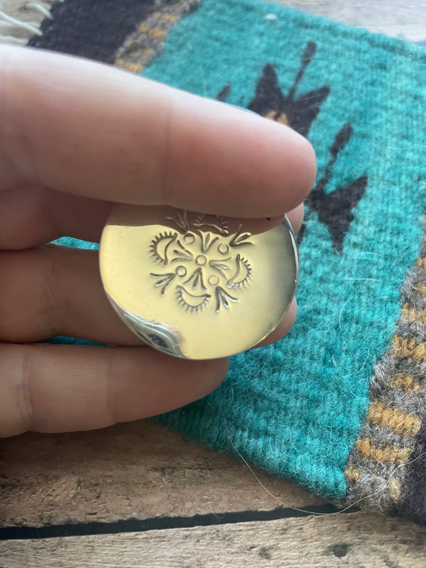 Handcrafted Multi Stone Inlay & Sterling Silver Circle Pendant