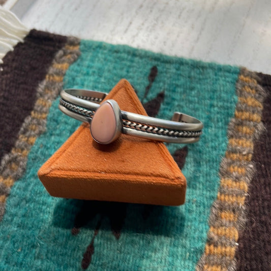 Handcrafted Tear Drop Pink Conch & Sterling Silver Cuff Bracelet