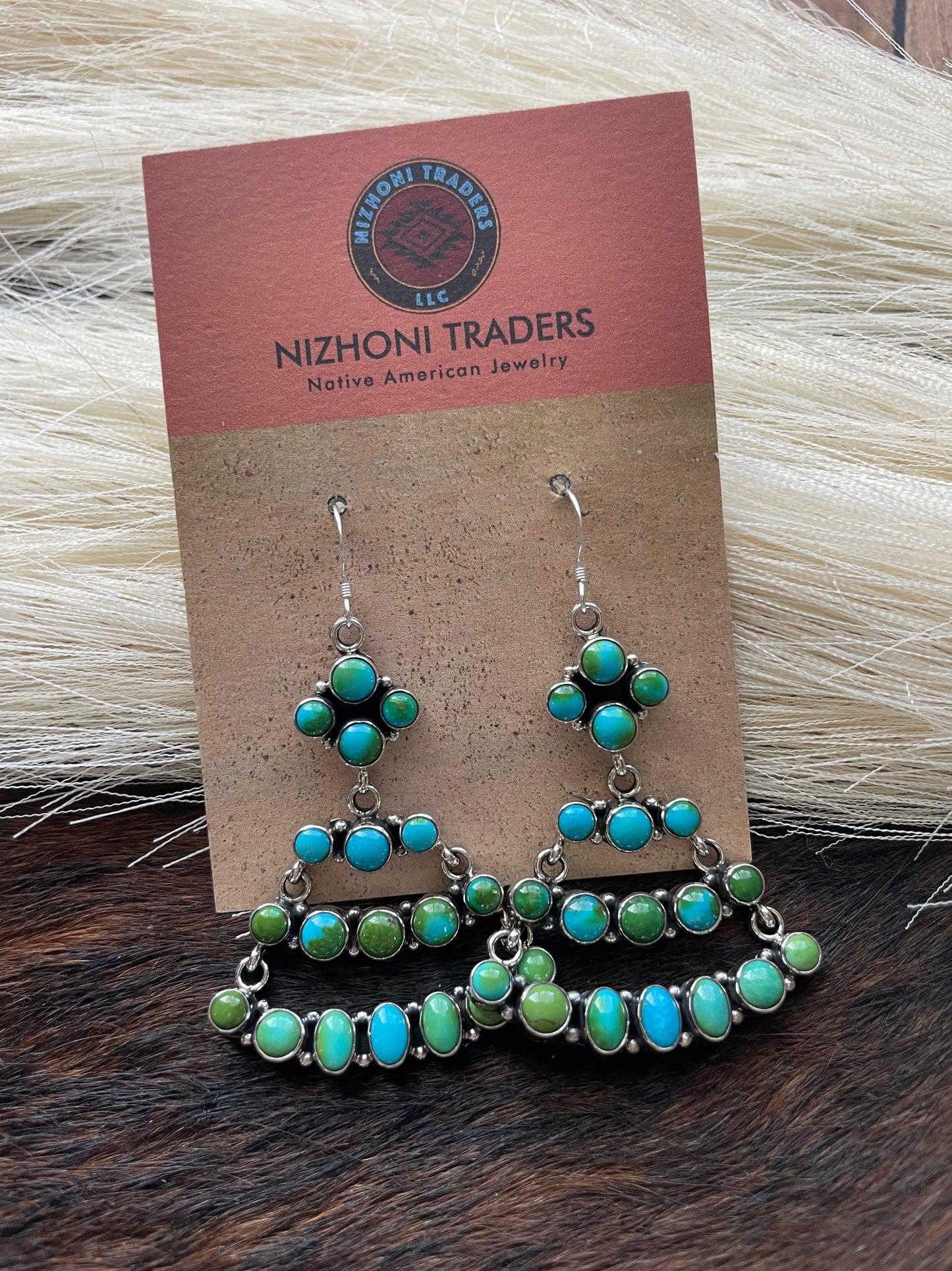 Navajo Sterling Silver & Sonoran Mountain Turquoise Dangle Earrings