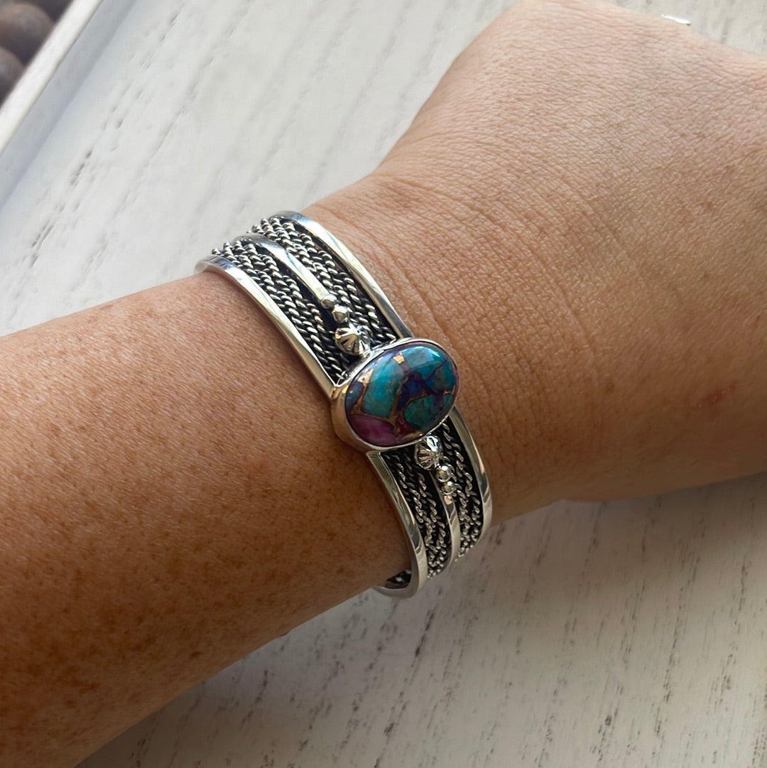 Handcrafted Pink Dream Mojave & Sterling Silver Cuff Bracelet