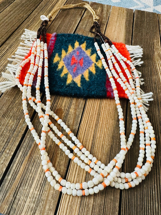 Handcrafted Mother of Pearl, Spiny & Heishi Beaded Necklace
