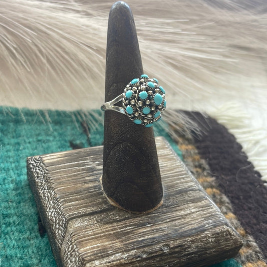 Handcrafted Sterling Silver & Turquoise Cluster Ring