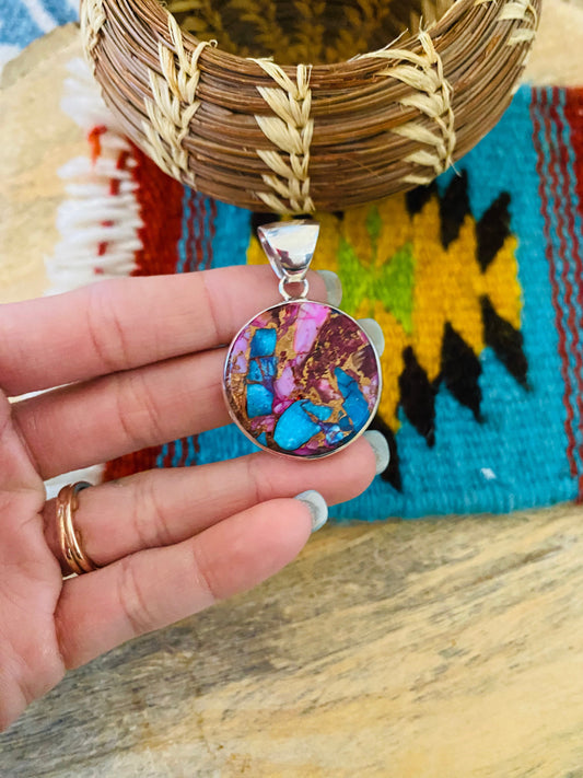 Handcrafted Sterling Silver & Pink Dream Circle Pendant