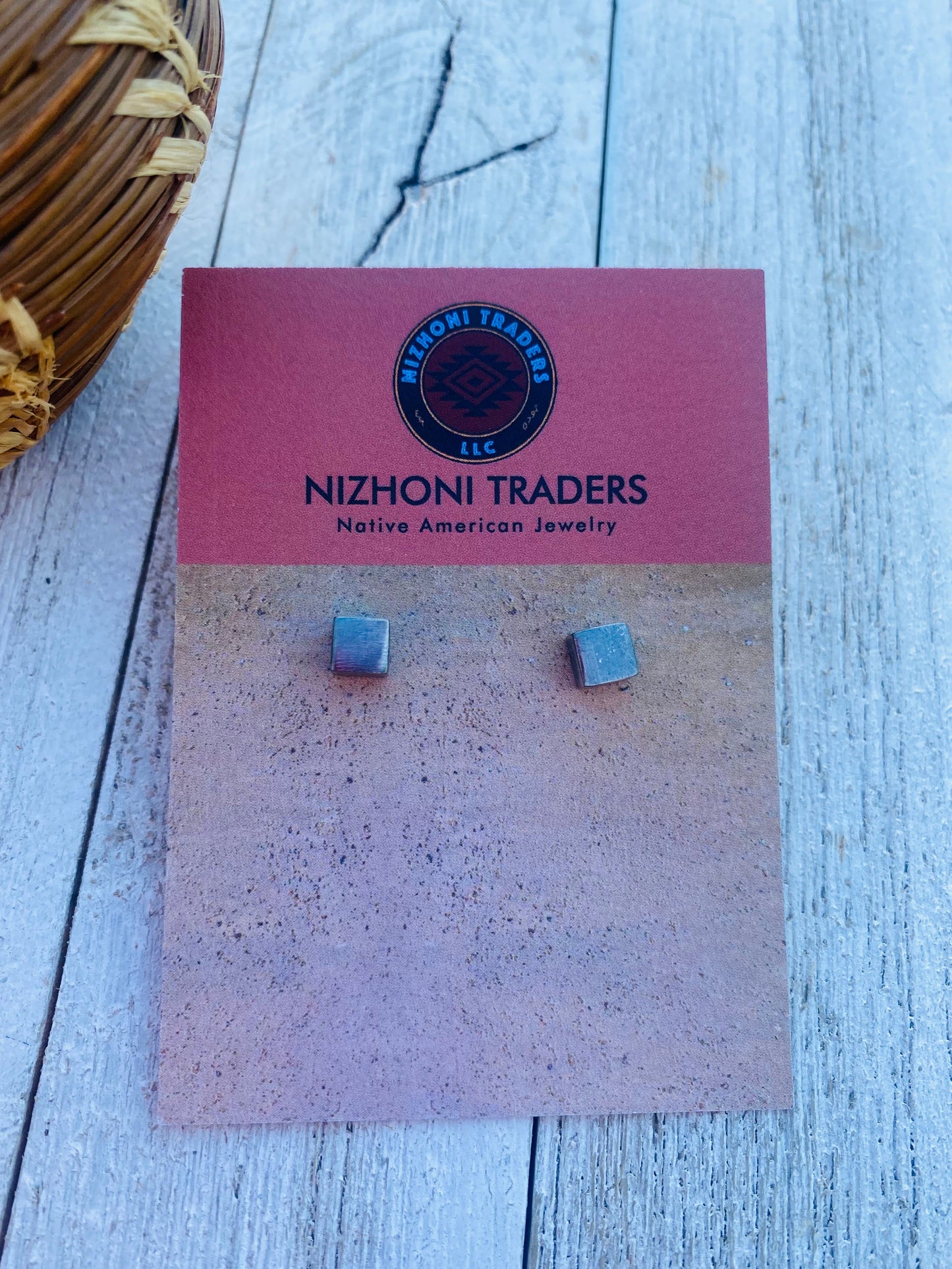 Navajo Sterling Silver Cube Stud Earrings