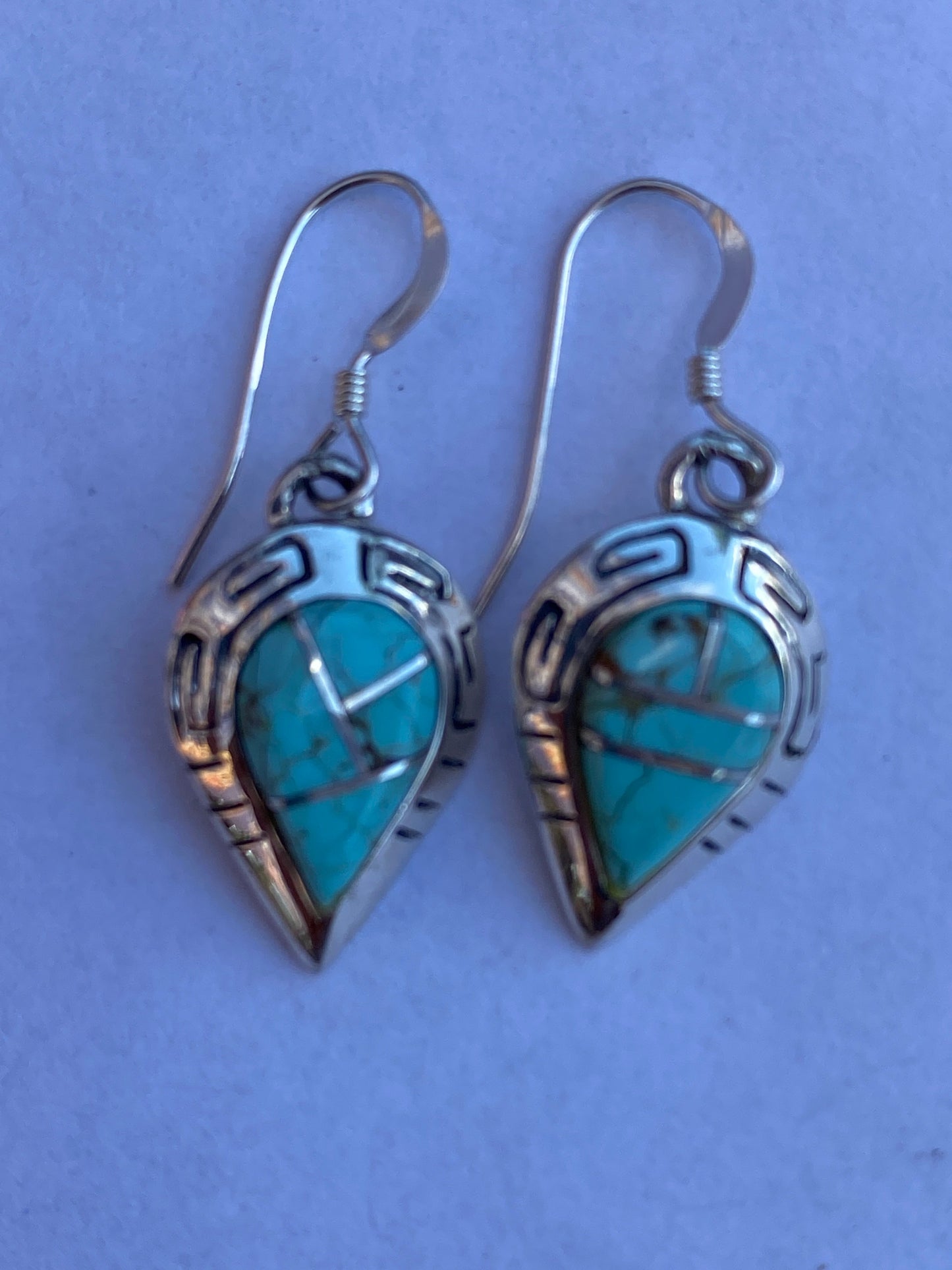 Handcrafted Turquoise 8 & Sterling Silver Drop Dangle Earrings