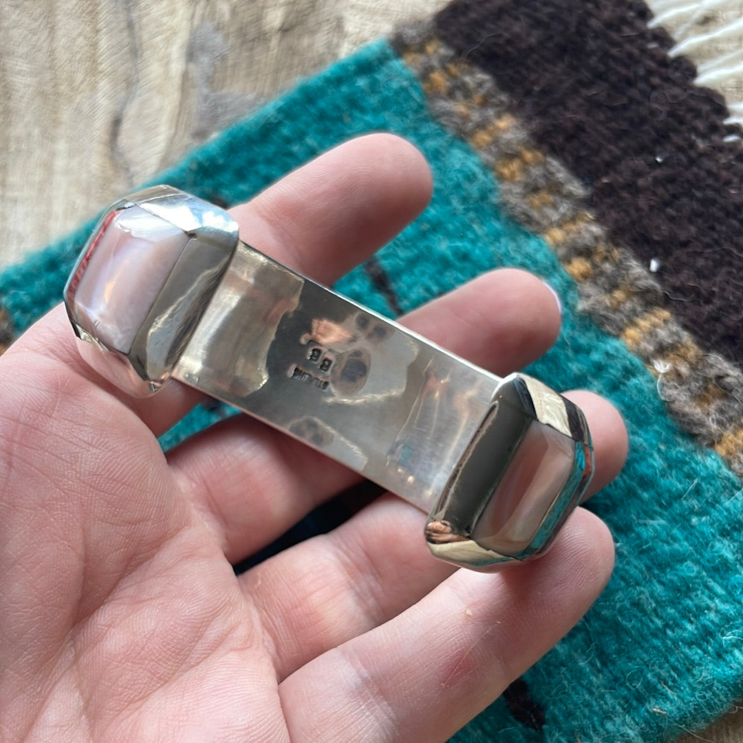 Handcrafted Multi Stone & Sterling Silver Inlay Cuff Bracelet
