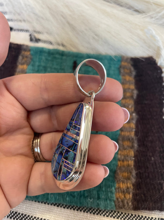 Handcrafted Sterling Silver & Blue Opal Inlay Pendant