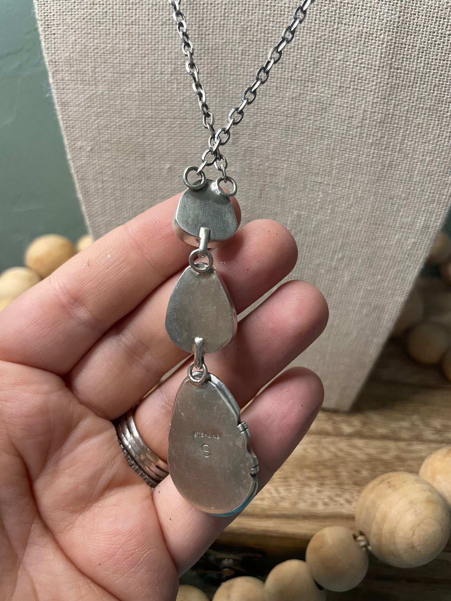 Handcrafted Sterling Silver And Sonoran Mountain Turquoise Lariat Necklace