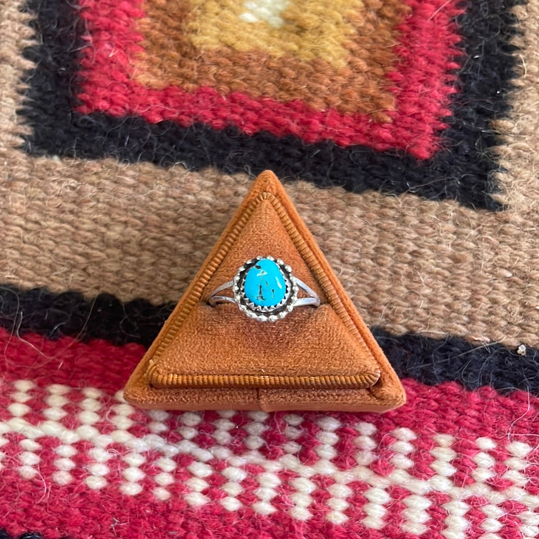 Navajo Single Stone Turquoise Sterling Silver Ring