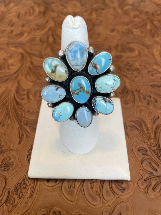 Handcrafted Golden Hills Turquoise & Sterling Silver Adjustable Ring