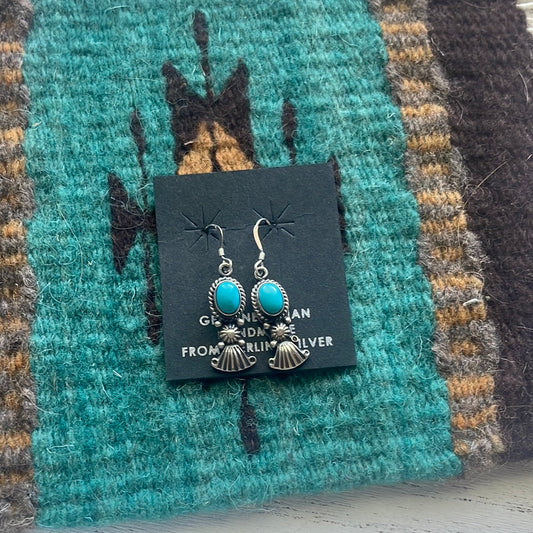 Handcrafted Sterling Silver And Turquoise Dangles Signed