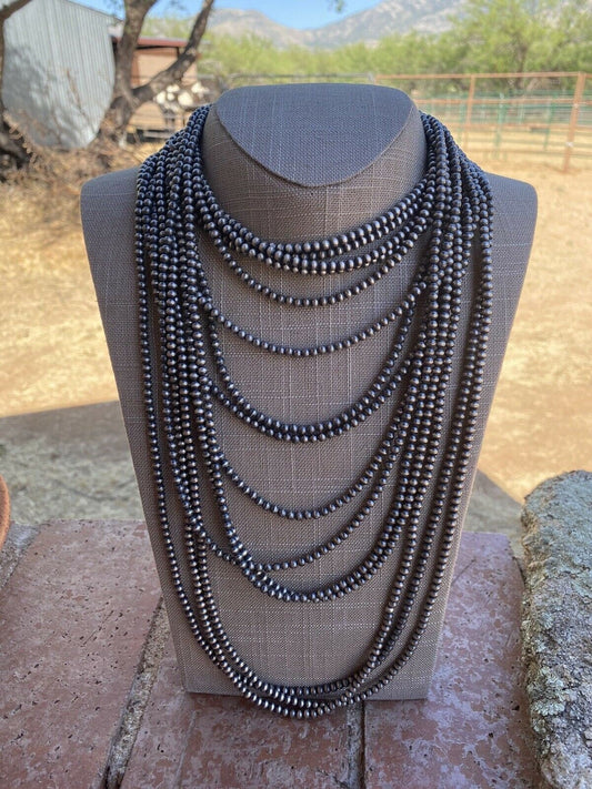 Handcrafted 4mm Sterling Silver Pearl Style Beaded Necklace