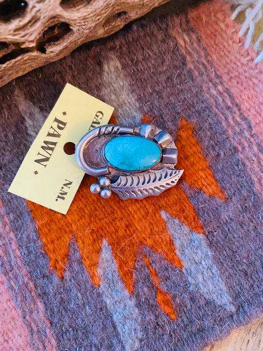 Vintage Handcrafted Turquoise & Sterling Silver Brooch