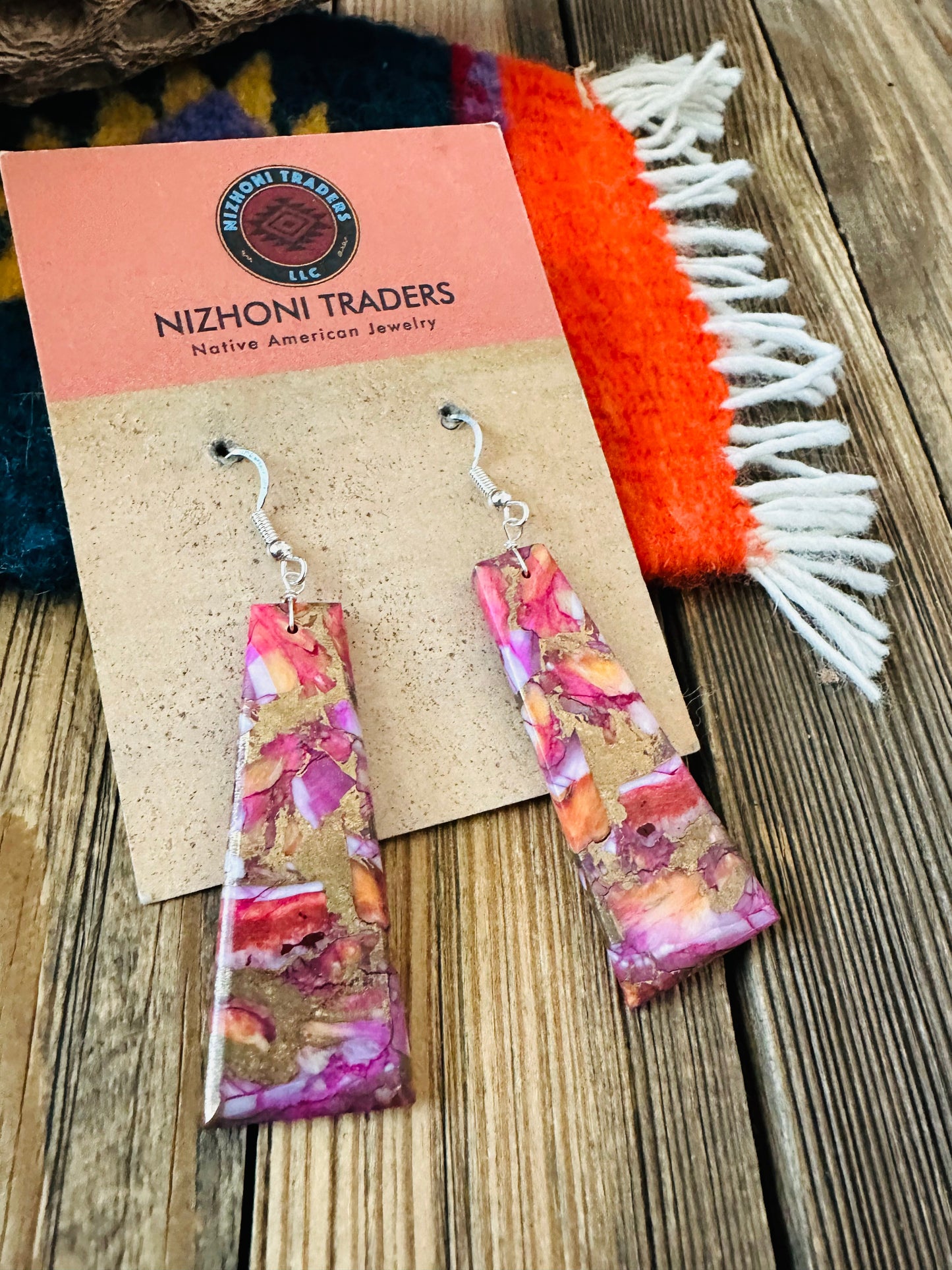 Handcrafted Sterling Silver & Pink Mojave Slab Dangle Earrings
