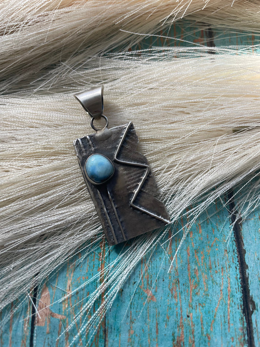Handcrafted Golden Hills Turquoise & Sterling Silver Pendant