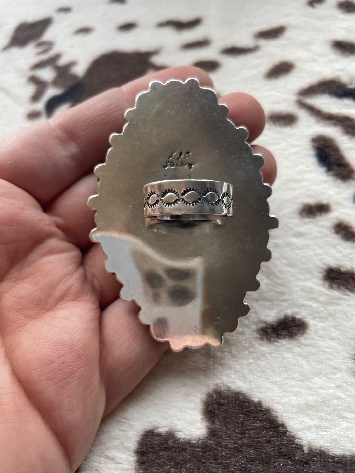 Handcrafted Spiny Sterling Silver Adjustable Ring Signed