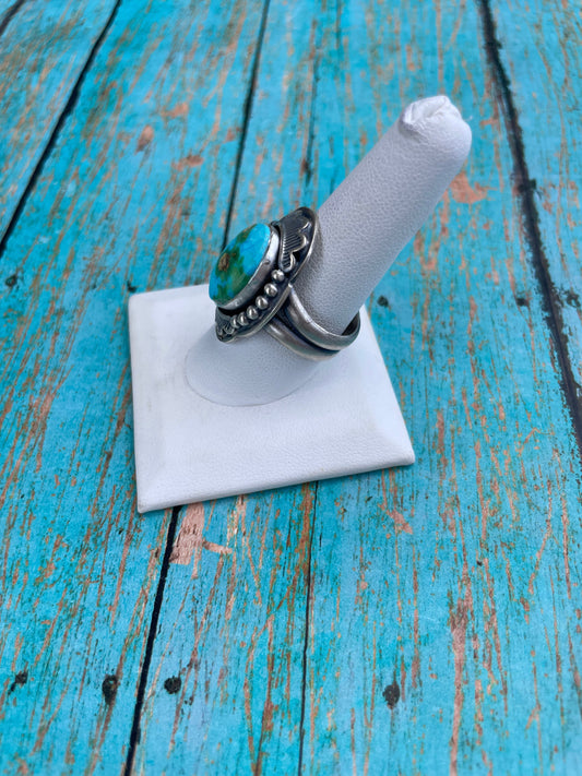 Handcrafted Sonoran Mountain Turquoise And Sterling Silver Statement Ring Size 9