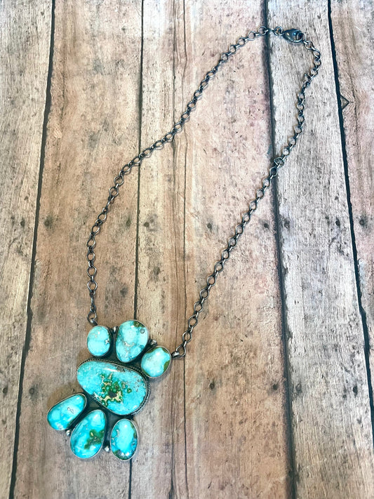 Handcrafted Turquoise & Sterling Silver Necklace Signed