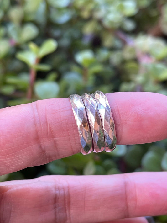 Handcrafted Sterling Silver Diamond Cut Band Stacker