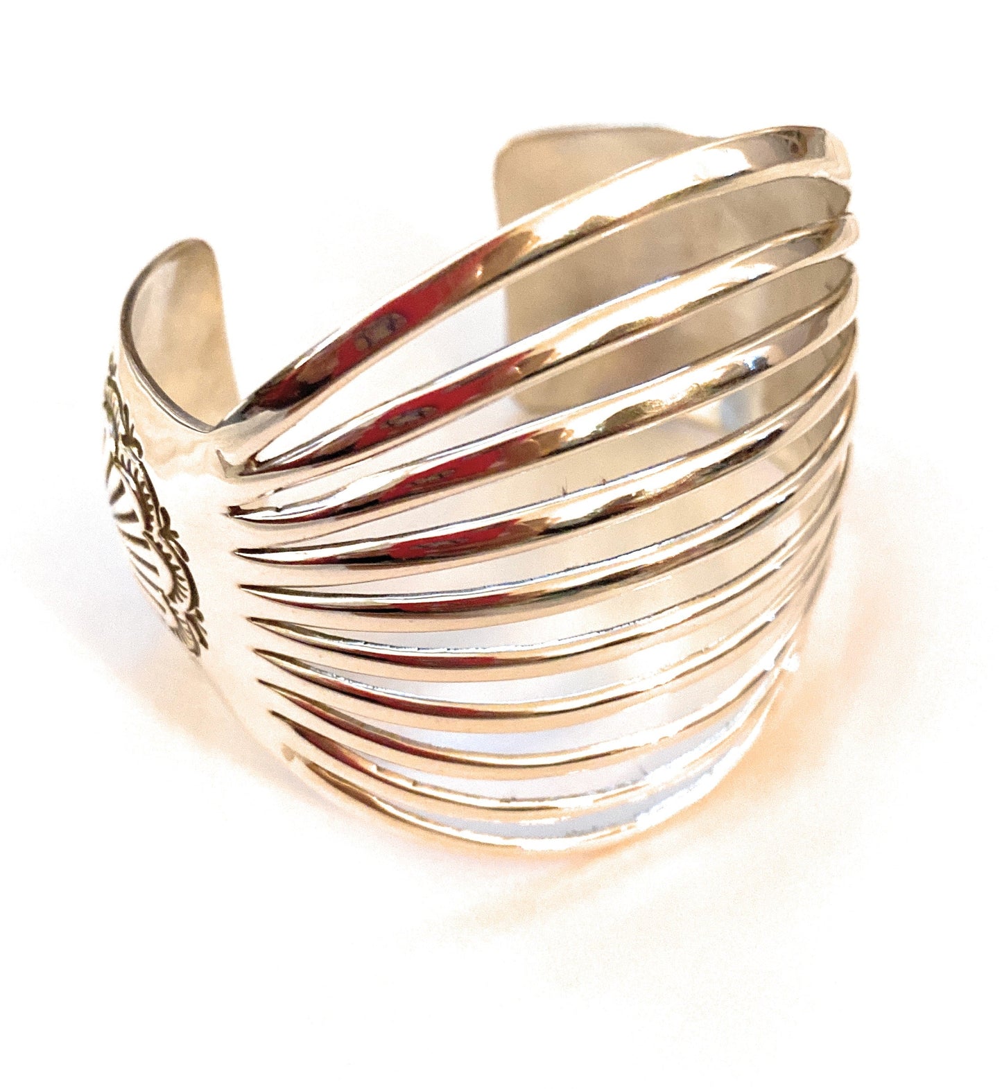 Navajo Hand Stamped Sterling Silver Cuff Bracelet