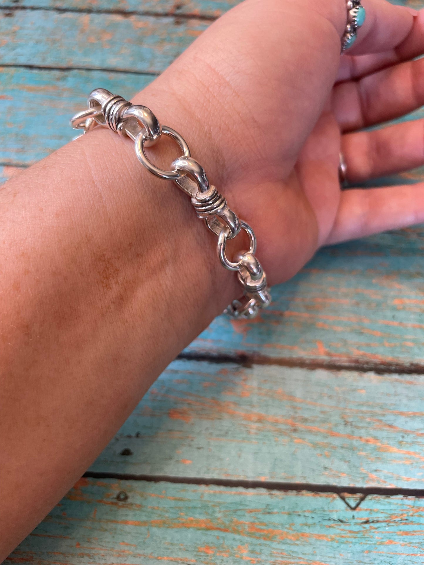 Handcrafted Link Sterling Silver Bracelet