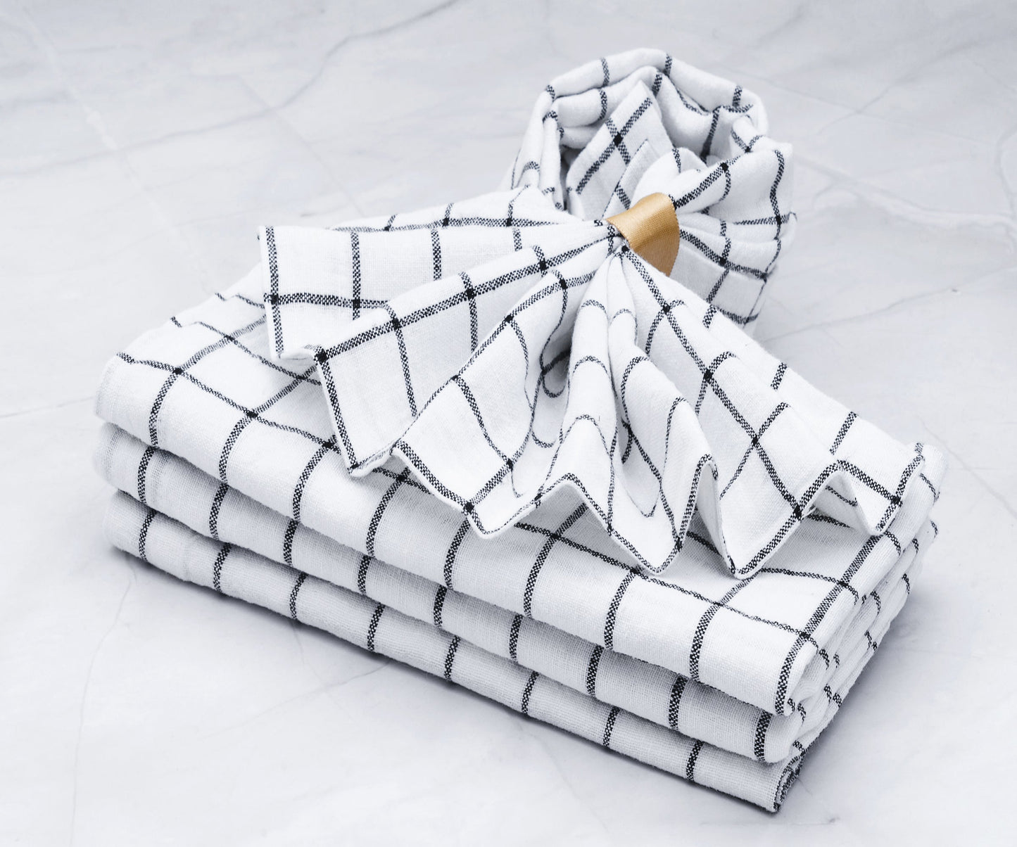 Linen Napkins - Grid Napkins Set of 4 & 8