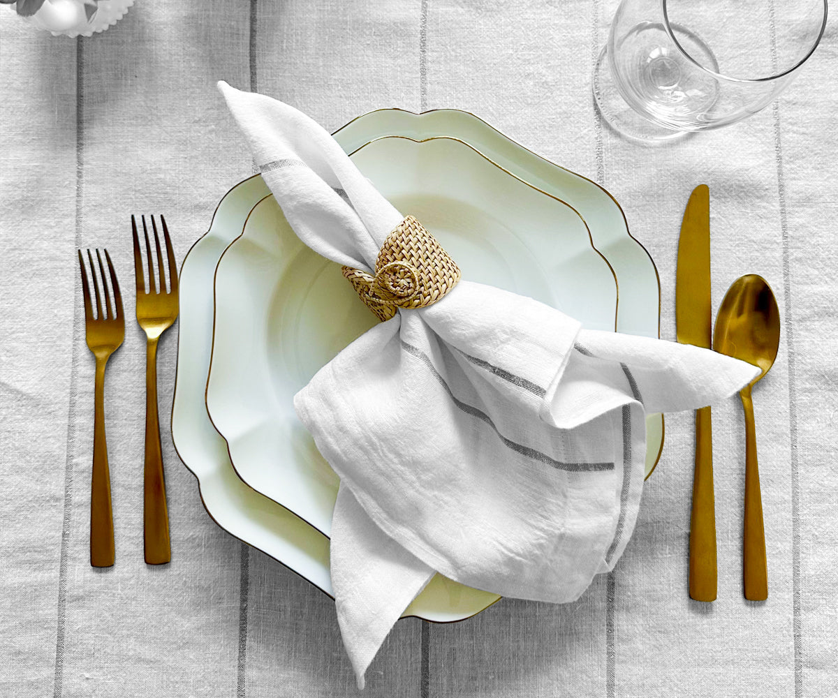 Lurex Linen Napkins - Metallic Silver Napkins