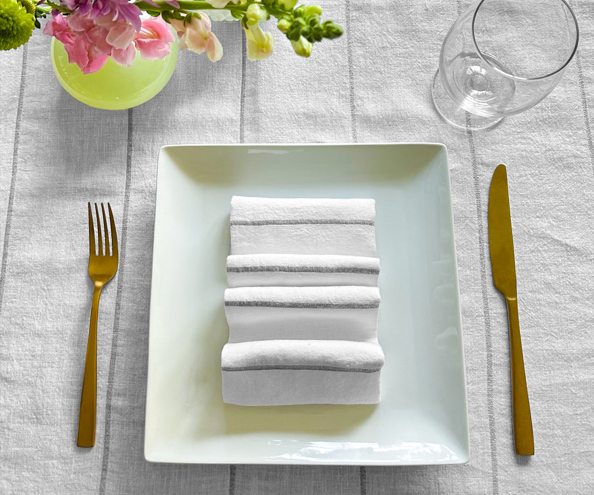 Lurex Linen Napkins - Metallic Silver Napkins