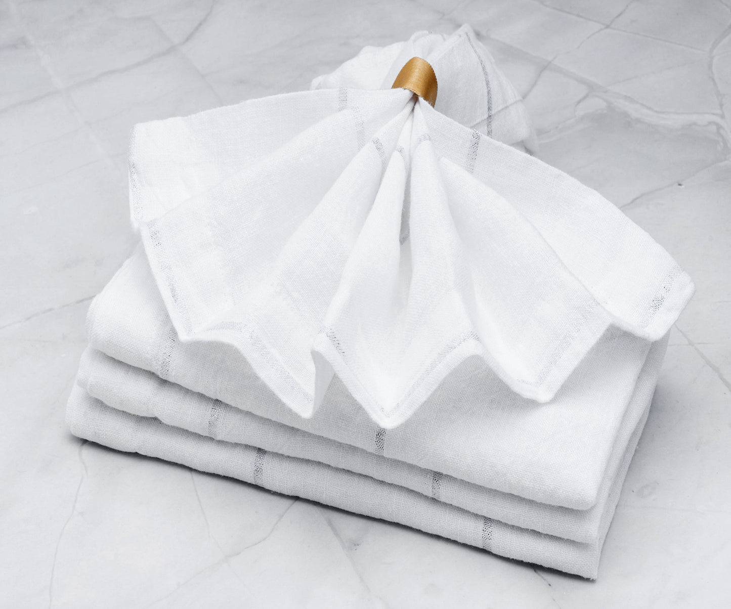 Lurex Linen Napkins - Metallic Silver Napkins